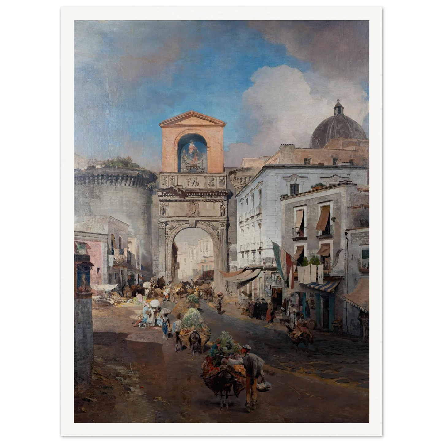 Going To Market (1879) Art Print | Oswald Achenbach - Framed Poster - 30x40 cm / 12x16″ - Black frame