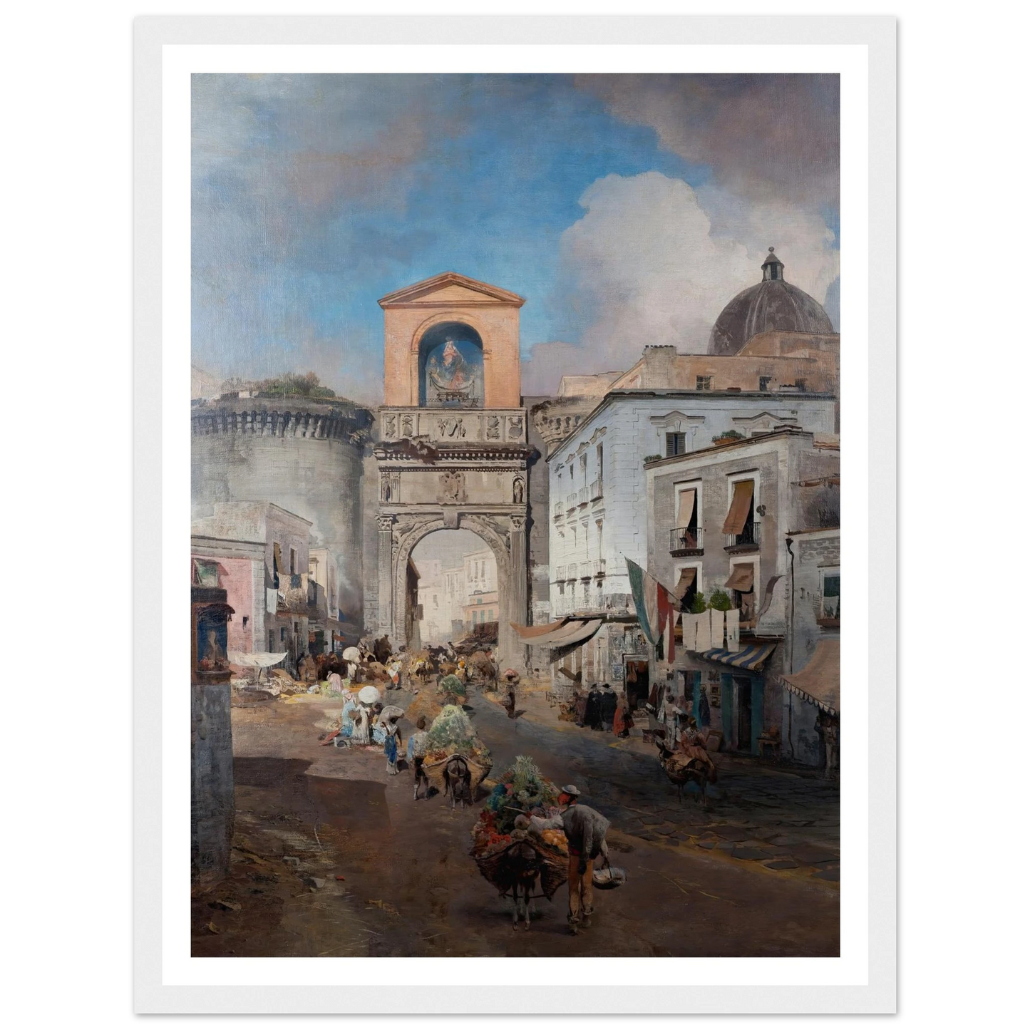 Going To Market (1879) Art Print | Oswald Achenbach - Framed Poster - 30x40 cm / 12x16″ - Black frame
