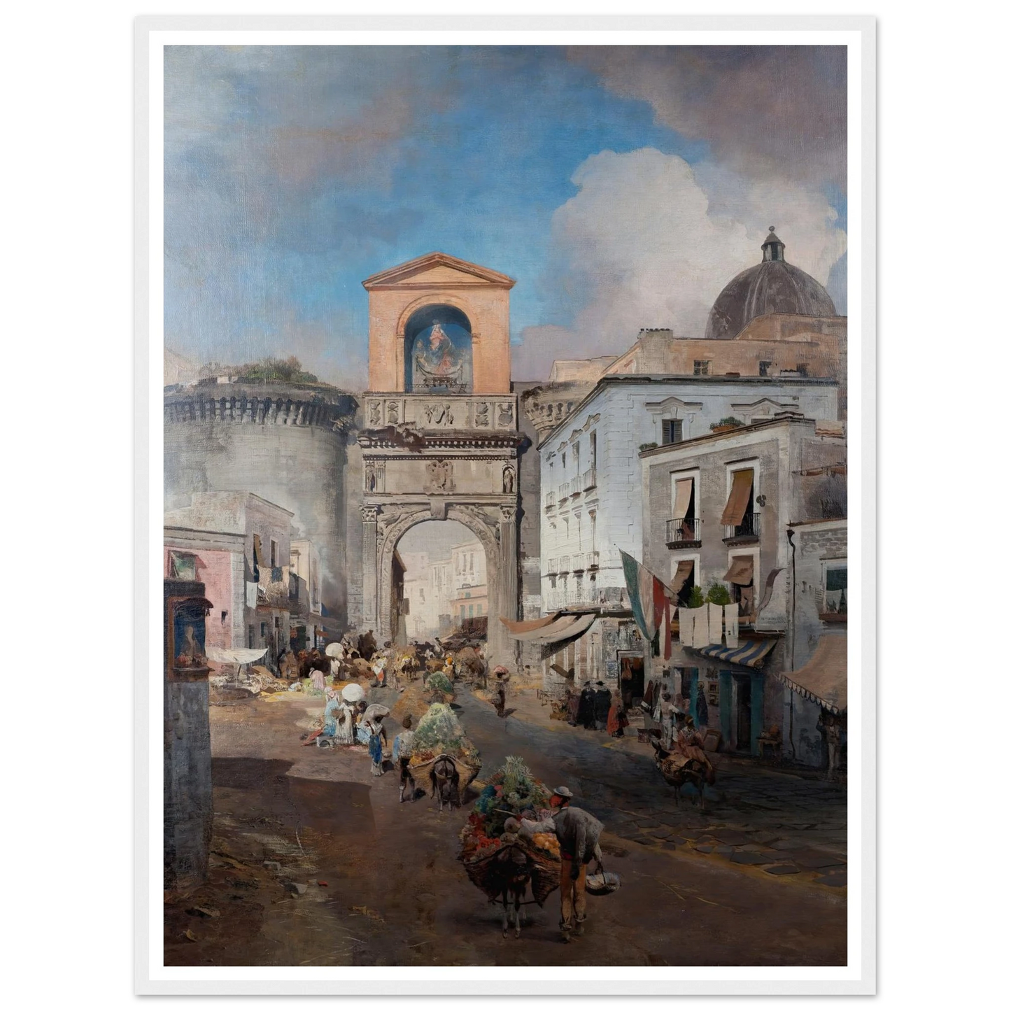 Going To Market (1879) Art Print | Oswald Achenbach - Framed Poster - 30x40 cm / 12x16″ - Black frame