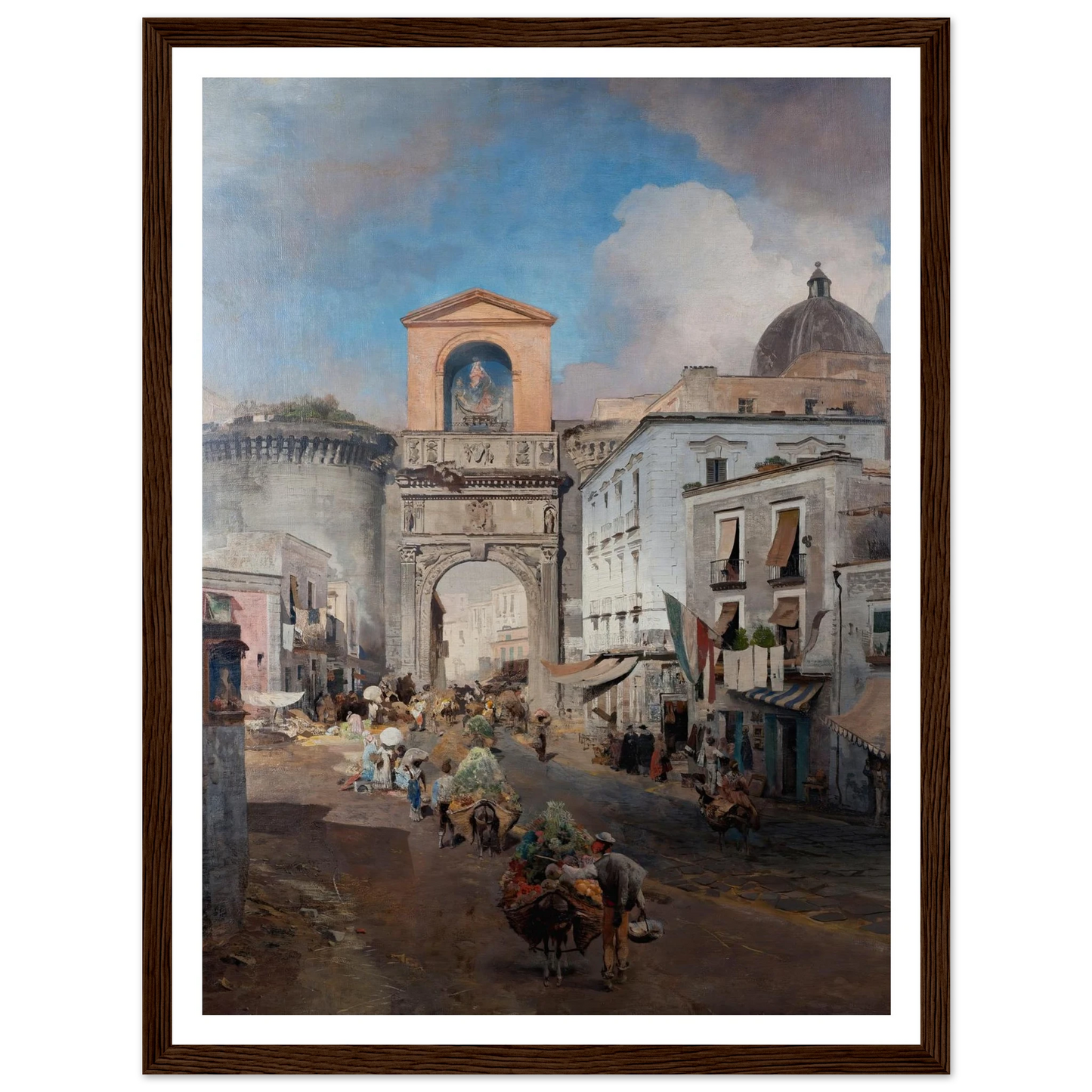 Going To Market (1879) Art Print | Oswald Achenbach - Framed Poster - 30x40 cm / 12x16″ - Black frame