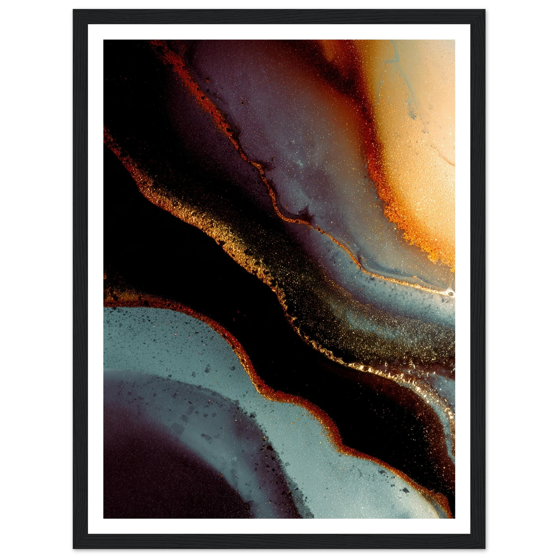Golden Veins - Framed Poster - 30x40 cm / 12x16″ - Black frame