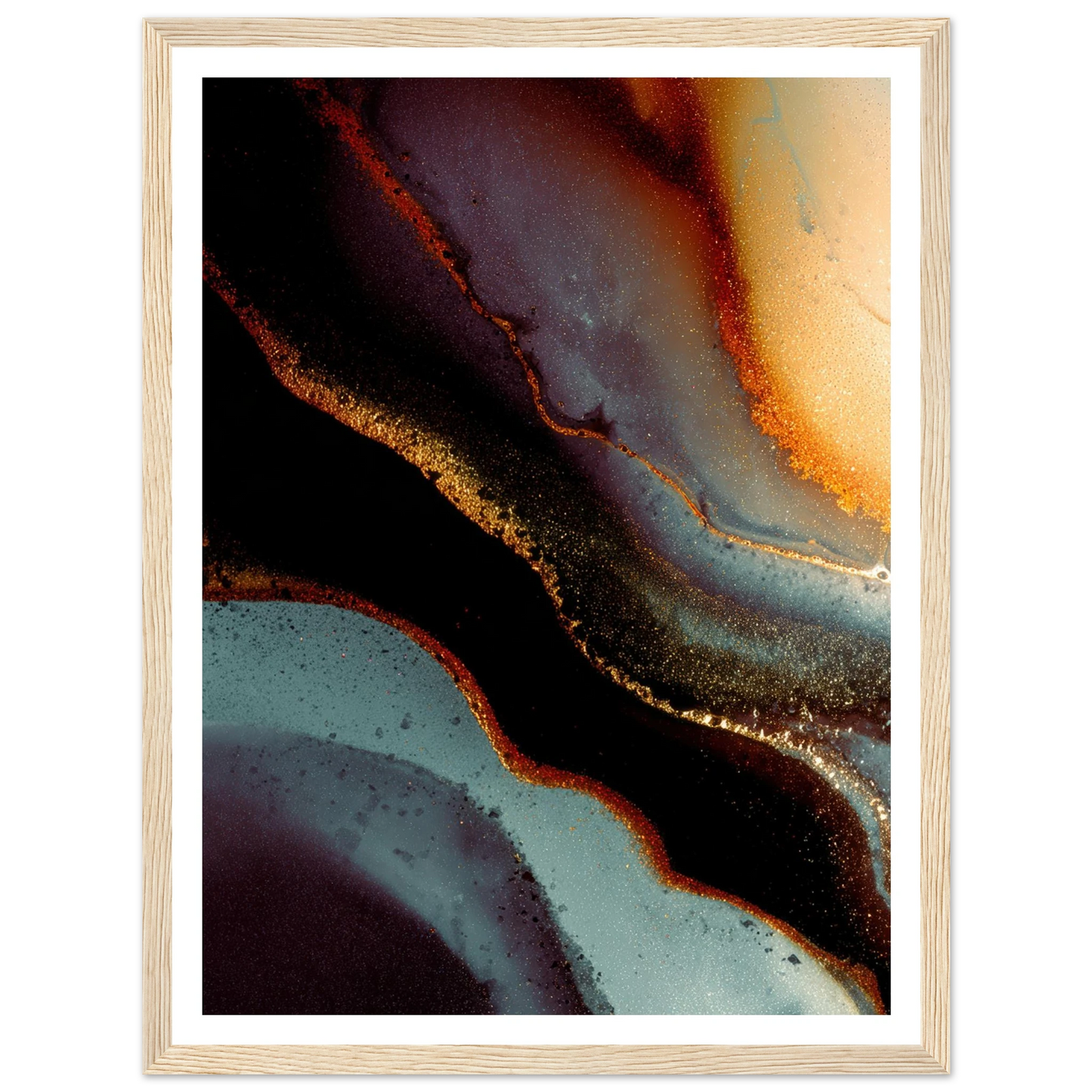 Golden Veins - Framed Poster - 30x40 cm / 12x16″ - Black frame