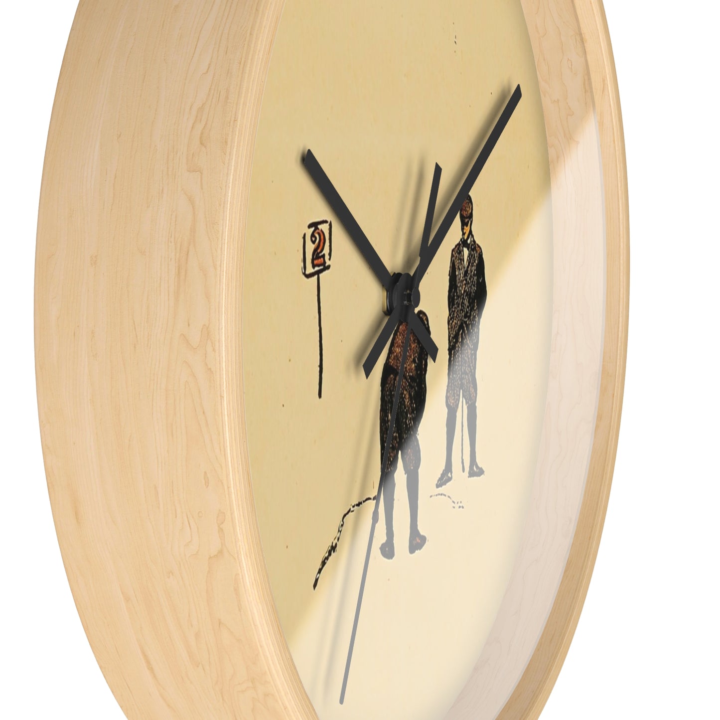 Golf Calendar. February Wall Clock | Edward Penfield - Black - Wooden Base - 10"