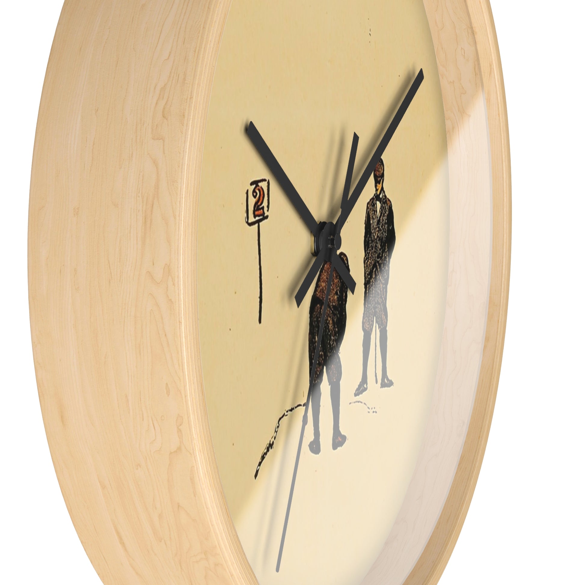 Golf Calendar. February Wall Clock | Edward Penfield - Black - Wooden Base - 10"