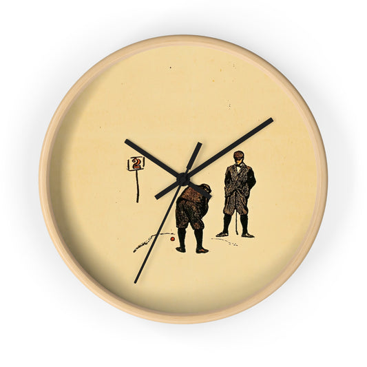 Golf Calendar. February Wall Clock | Edward Penfield - Black - Wooden Base - 10"