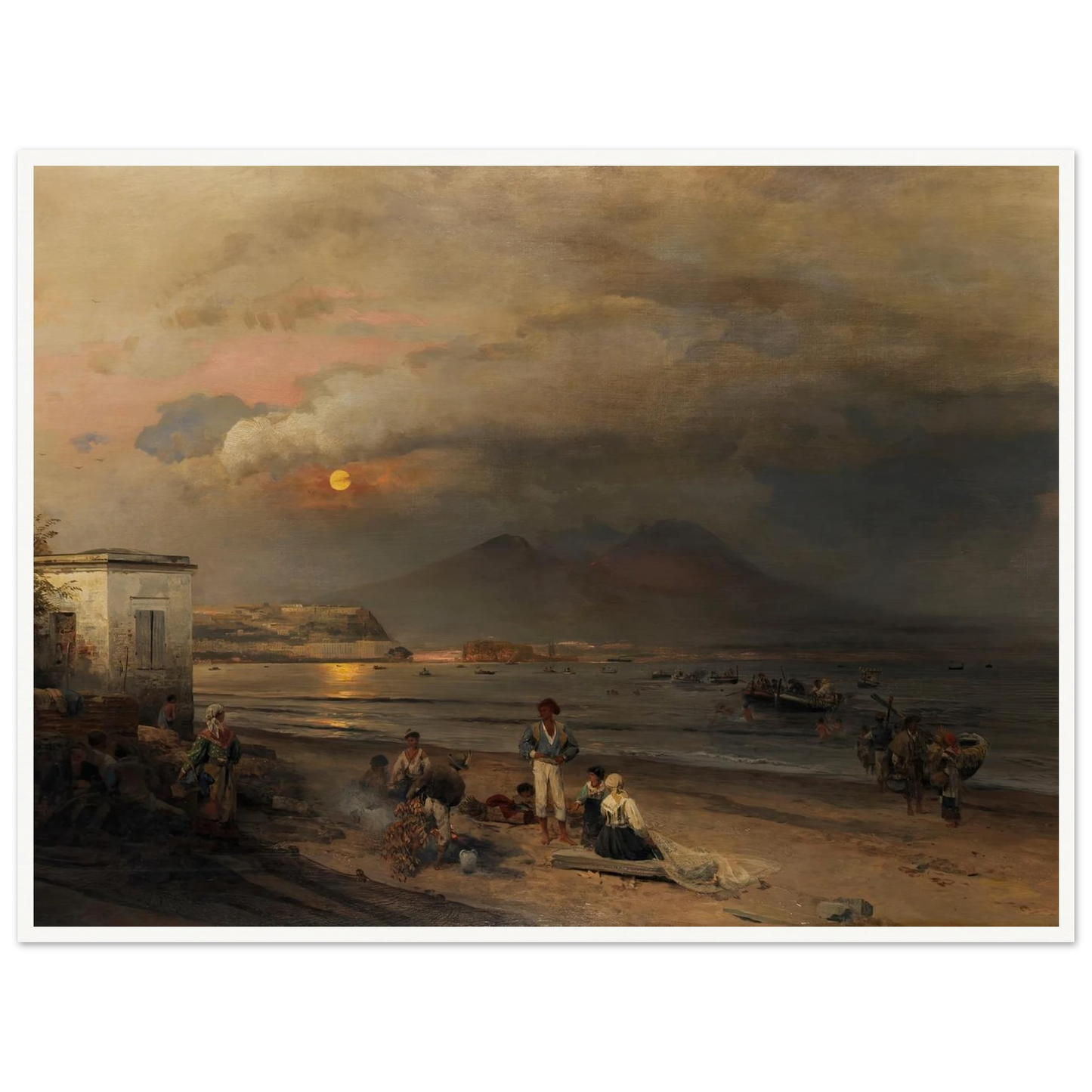 Golf von Neapel (1876) Art Print | Oswald Achenbach - Framed Poster - 30x40 cm / 12x16″ - Black frame