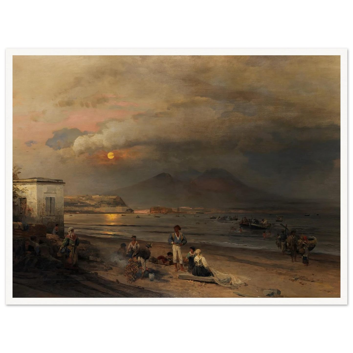 Golf von Neapel (1876) Art Print | Oswald Achenbach - Framed Poster - 30x40 cm / 12x16″ - Black frame