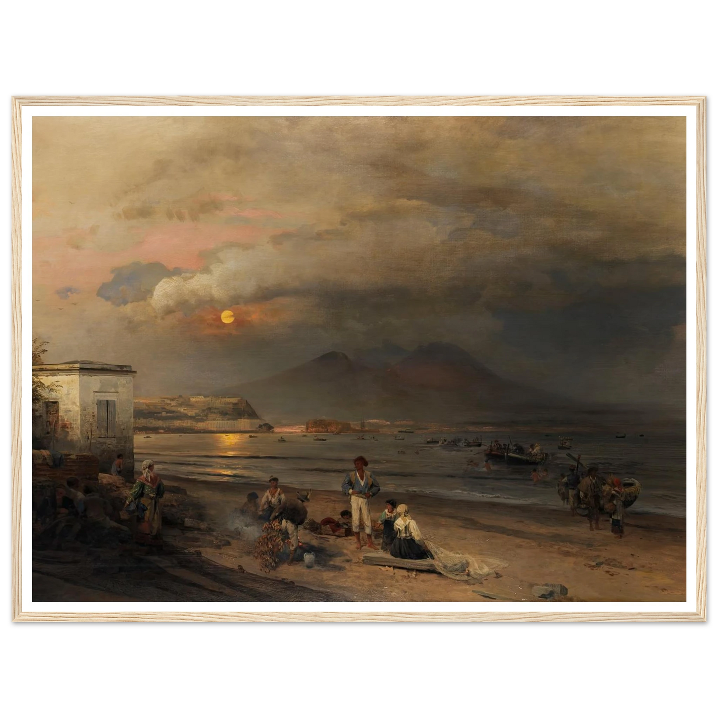 Golf von Neapel (1876) Art Print | Oswald Achenbach - Framed Poster - 30x40 cm / 12x16″ - Black frame