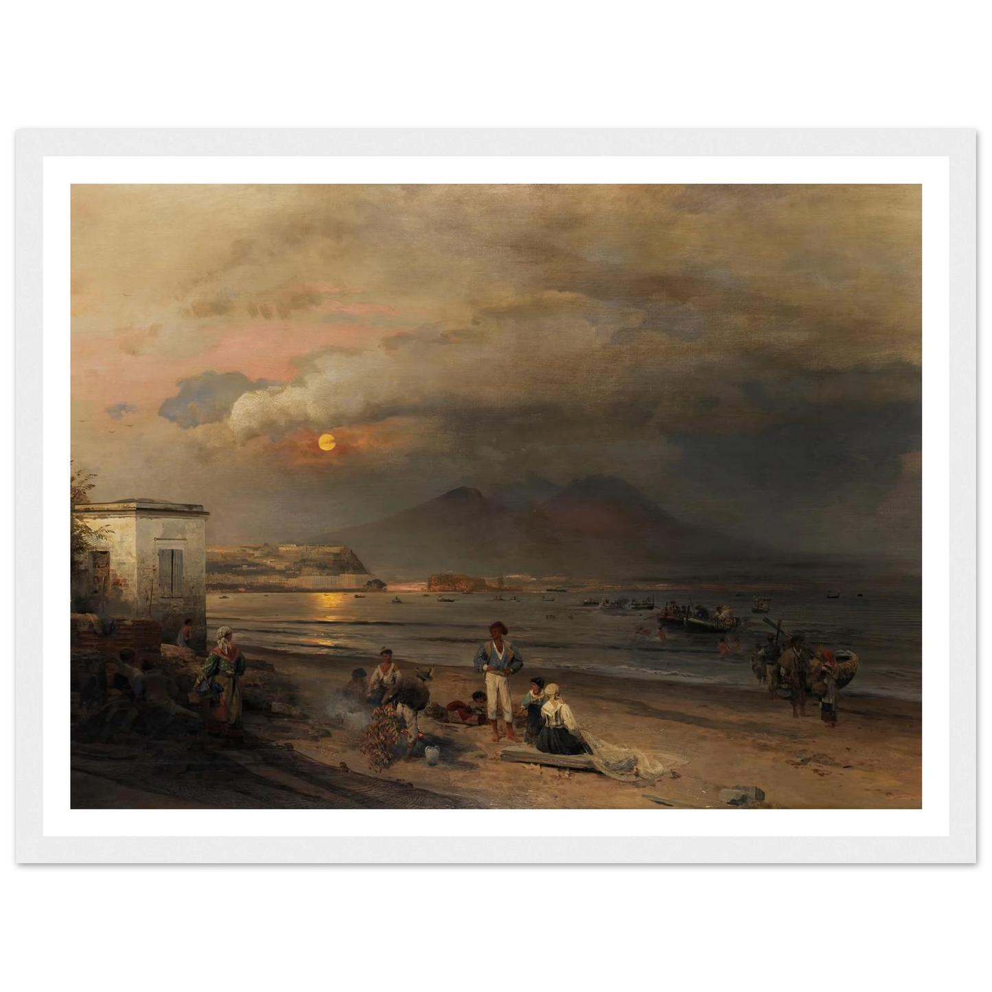 Golf von Neapel (1876) Art Print | Oswald Achenbach - Framed Poster - 30x40 cm / 12x16″ - Black frame
