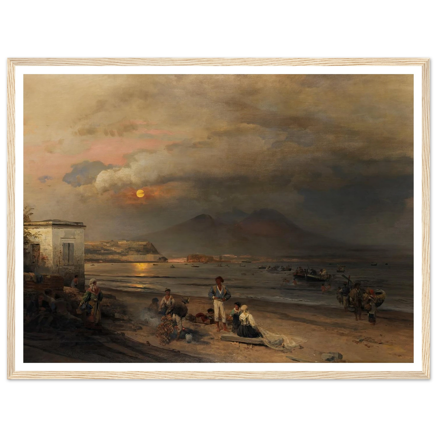 Golf von Neapel (1876) Art Print | Oswald Achenbach - Framed Poster - 30x40 cm / 12x16″ - Black frame