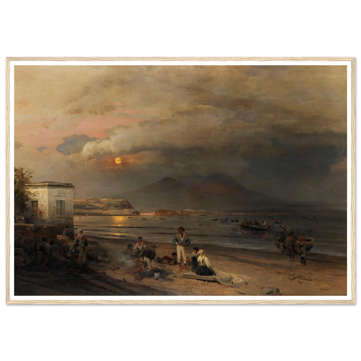 Golf von Neapel (1876) Art Print | Oswald Achenbach - Framed Poster - 30x40 cm / 12x16″ - Black frame