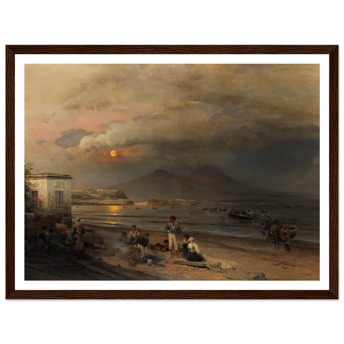 Golf von Neapel (1876) Art Print | Oswald Achenbach - Framed Poster - 30x40 cm / 12x16″ - Black frame