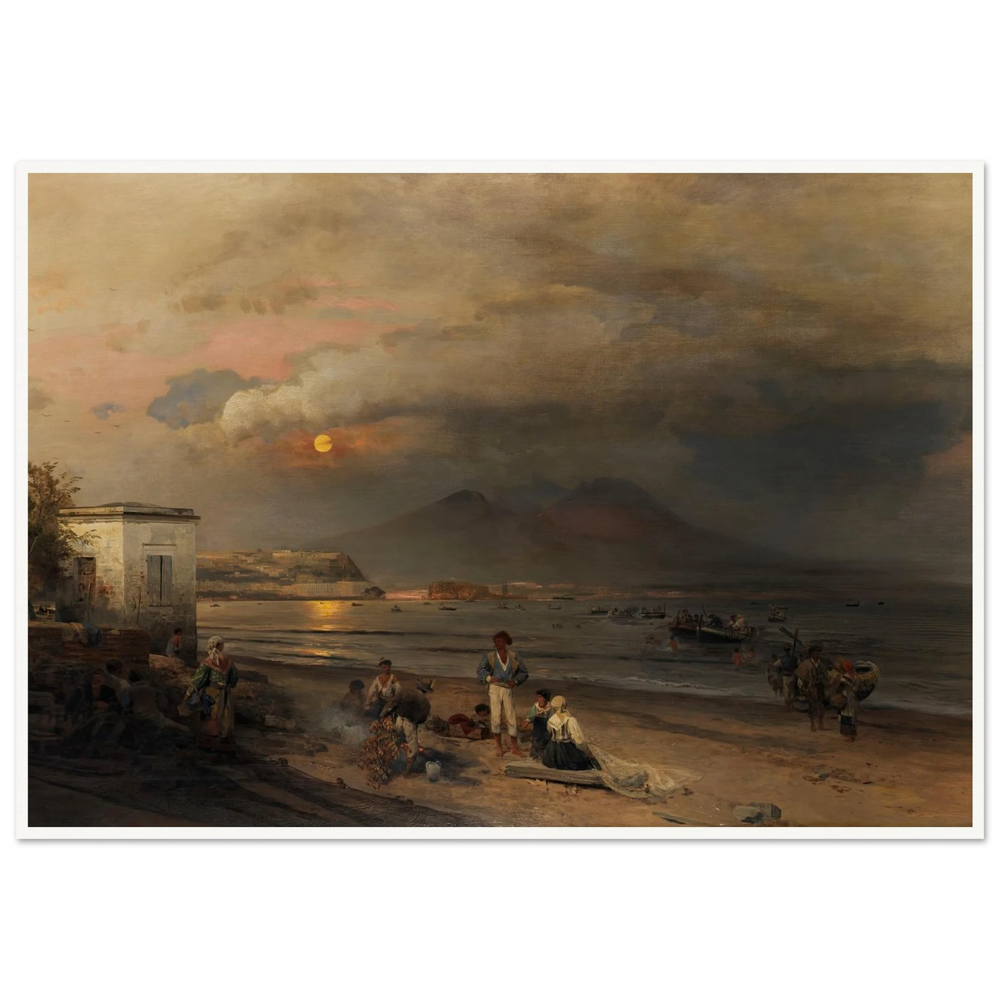 Golf von Neapel (1876) Art Print | Oswald Achenbach - Framed Poster - 30x40 cm / 12x16″ - Black frame