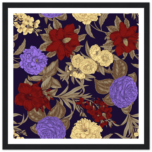 Gothic Nightshade Bloom Art Print | William Morris Inspired - Framed Poster - 30x30 cm / 12x12″ - Black frame