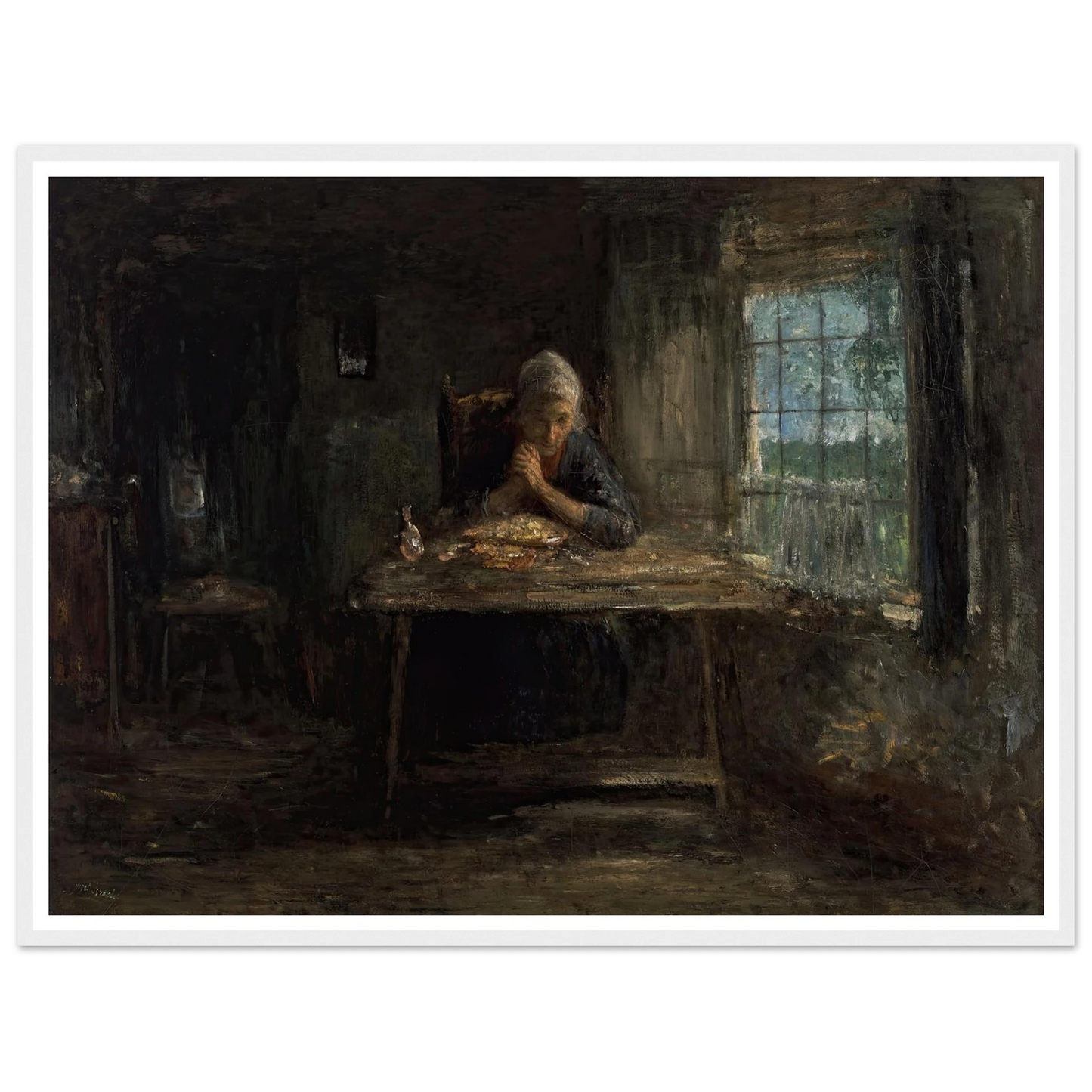 Grace Before Meals (circa 1890) Art Print | Jozef Israels - Framed Poster - 30x40 cm / 12x16″ - Black frame