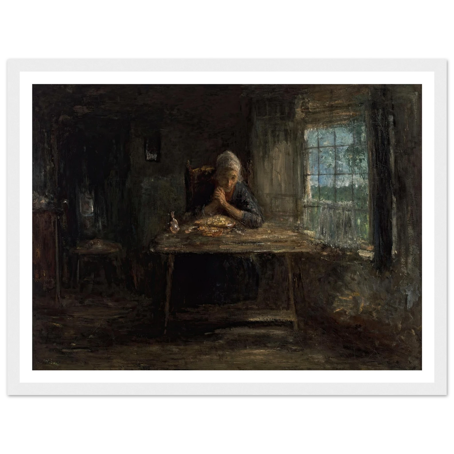 Grace Before Meals (circa 1890) Art Print | Jozef Israels - Framed Poster - 30x40 cm / 12x16″ - Black frame