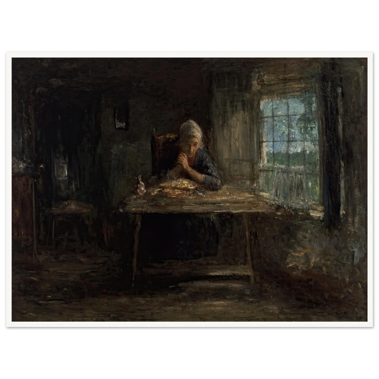 Grace Before Meals (circa 1890) Art Print | Jozef Israels - Framed Poster - 30x40 cm / 12x16″ - Black frame