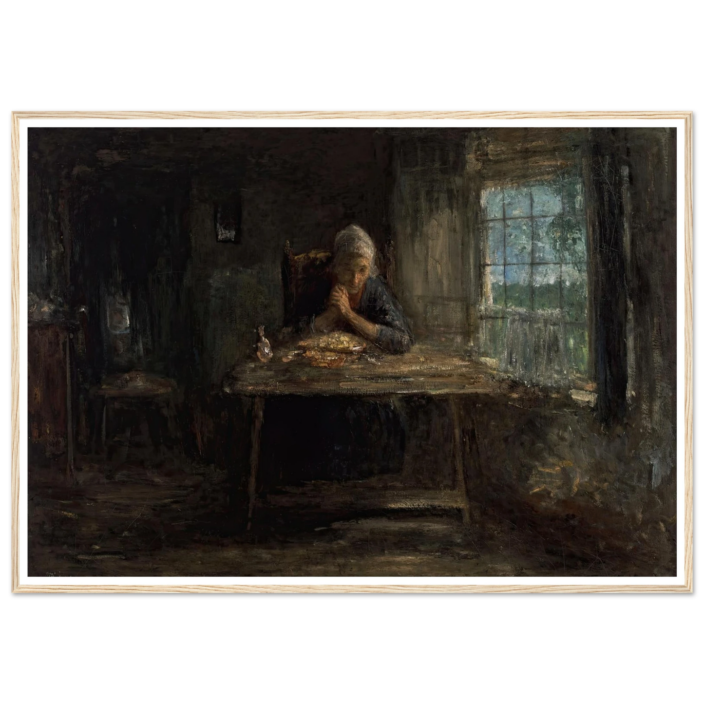 Grace Before Meals (circa 1890) Art Print | Jozef Israels - Framed Poster - 30x40 cm / 12x16″ - Black frame