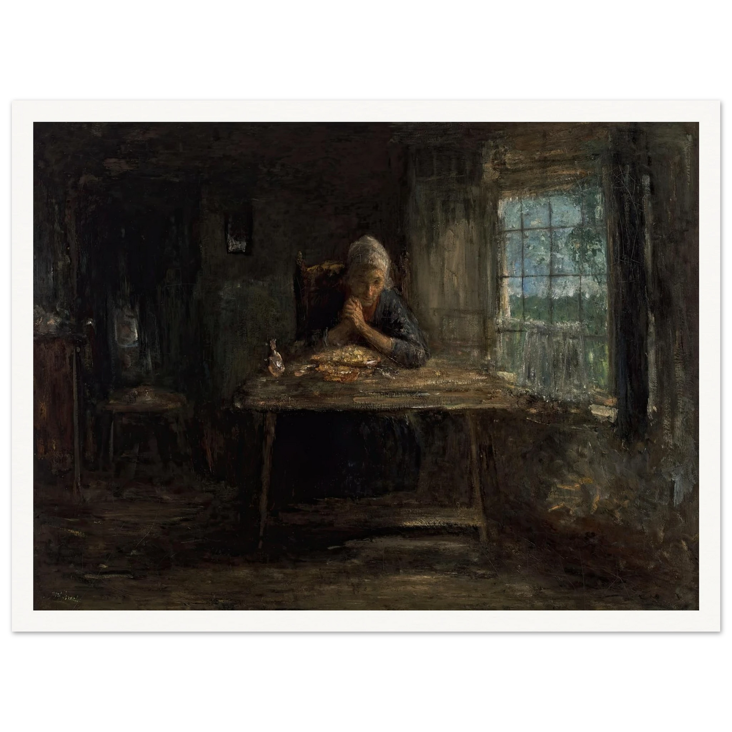 Grace Before Meals (circa 1890) Art Print | Jozef Israels - Framed Poster - 30x40 cm / 12x16″ - Black frame