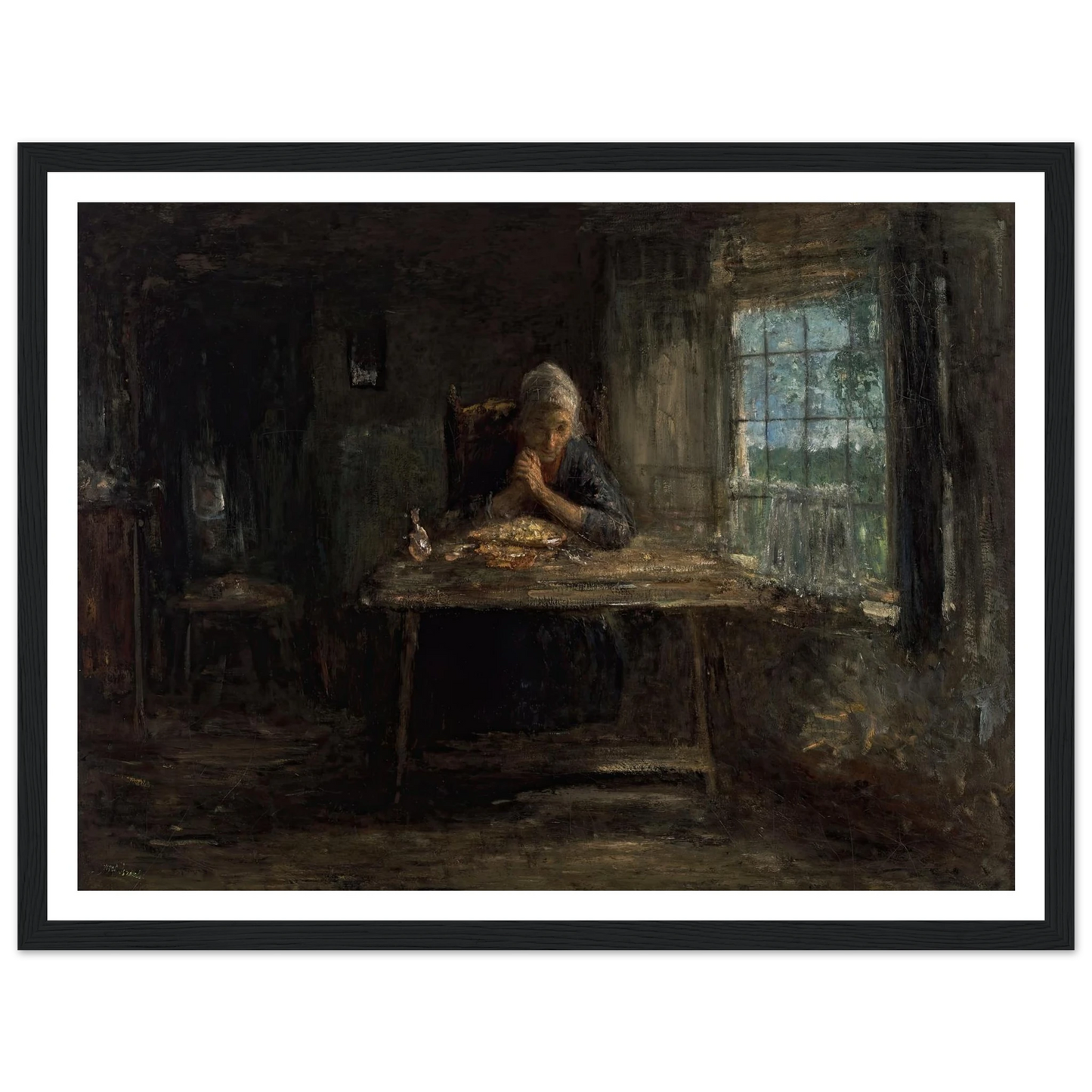 Grace Before Meals (circa 1890) Art Print | Jozef Israels - Framed Poster - 30x40 cm / 12x16″ - Black frame