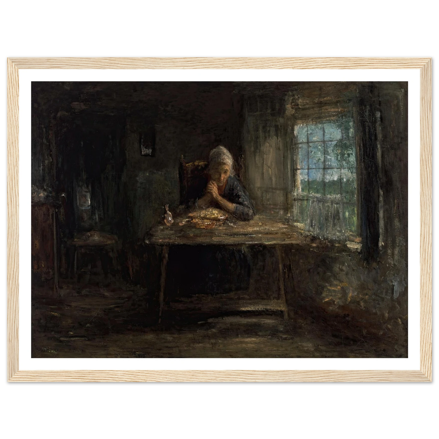 Grace Before Meals (circa 1890) Art Print | Jozef Israels - Framed Poster - 30x40 cm / 12x16″ - Black frame