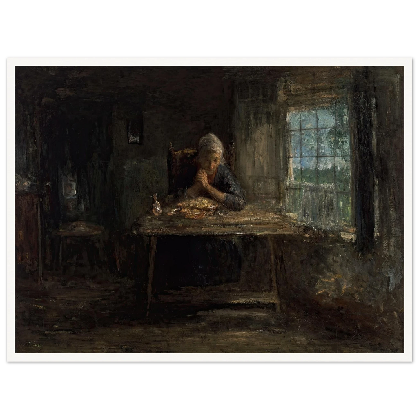 Grace Before Meals (circa 1890) Art Print | Jozef Israels - Framed Poster - 30x40 cm / 12x16″ - Black frame