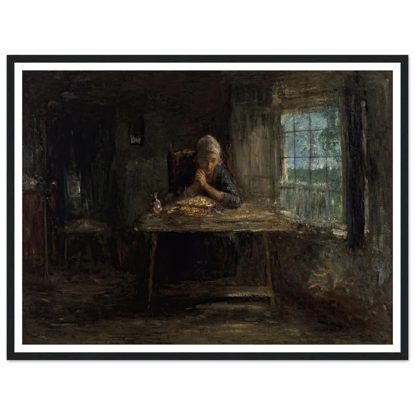 Grace Before Meals (circa 1890) Art Print | Jozef Israels - Framed Poster - 30x40 cm / 12x16″ - Black frame