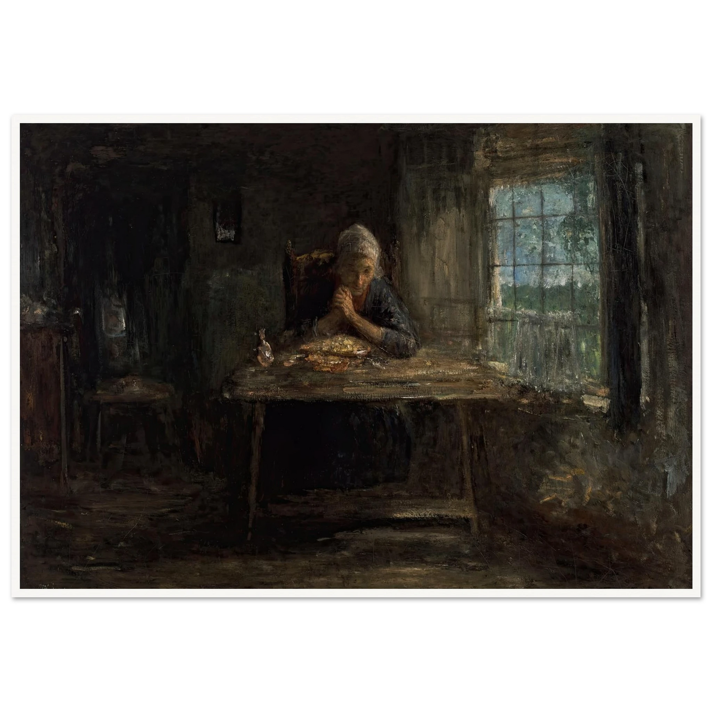 Grace Before Meals (circa 1890) Art Print | Jozef Israels - Framed Poster - 30x40 cm / 12x16″ - Black frame