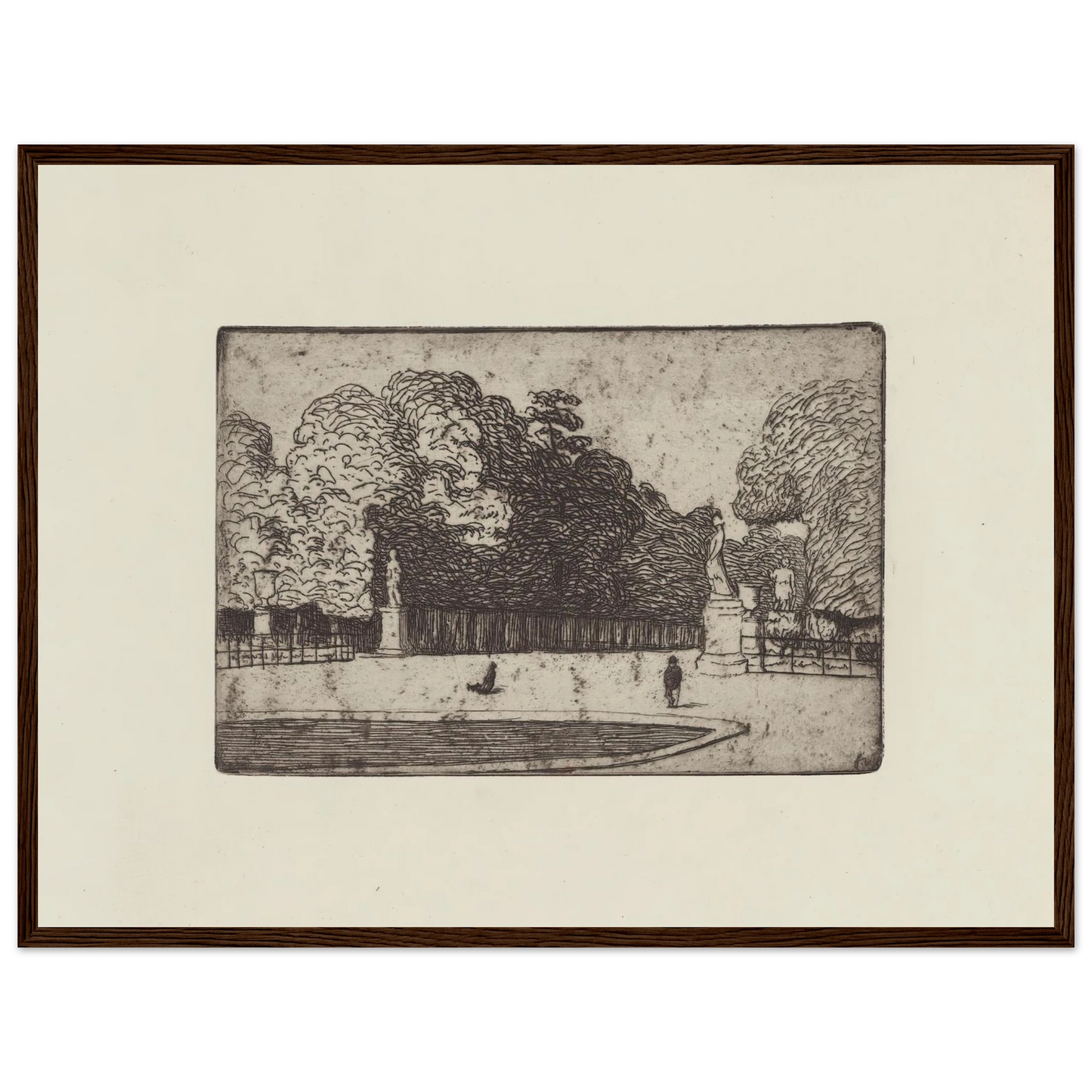 Grande allée du Luxembourg (1893) Art Print | Felix Vallotton - Framed Poster - 30x40 cm / 12x16″ - Black frame