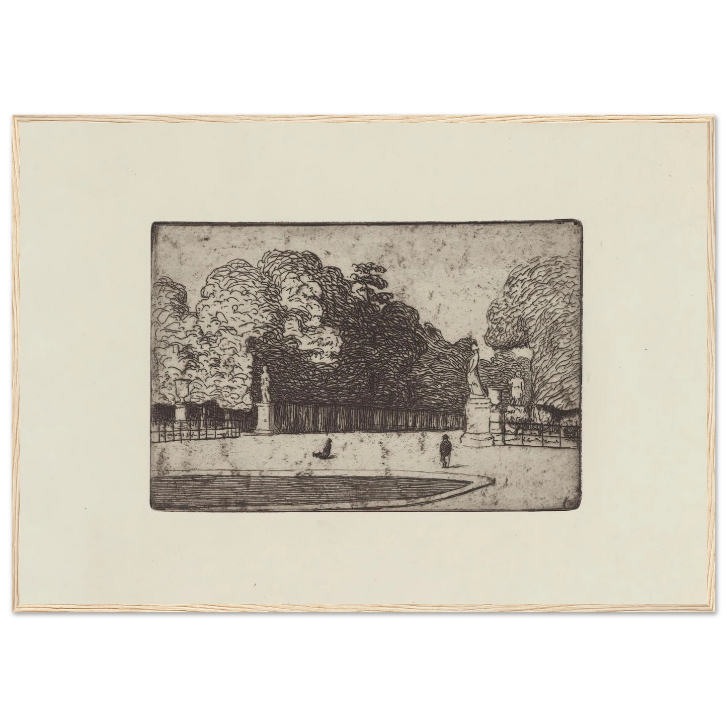 Grande allée du Luxembourg (1893) Art Print | Felix Vallotton - Framed Poster - 30x40 cm / 12x16″ - Black frame