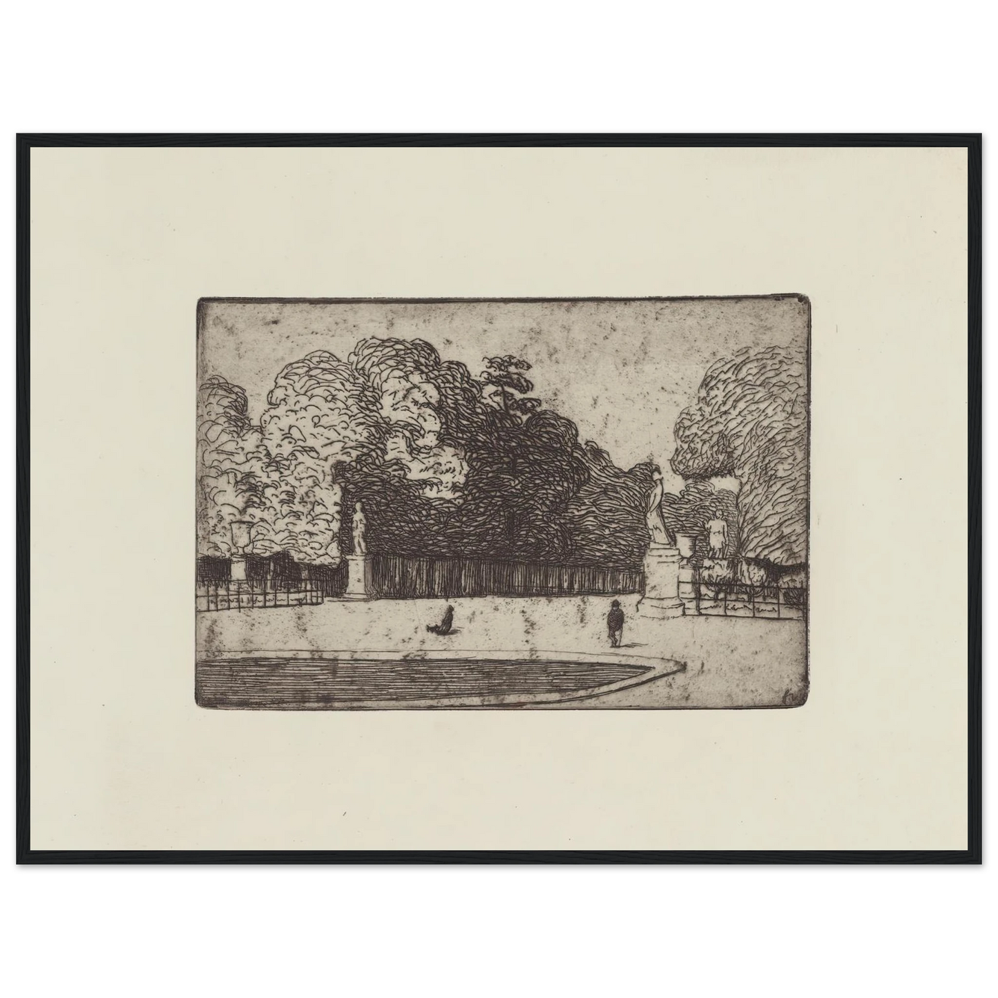 Grande allée du Luxembourg (1893) Art Print | Felix Vallotton - Framed Poster - 30x40 cm / 12x16″ - Black frame