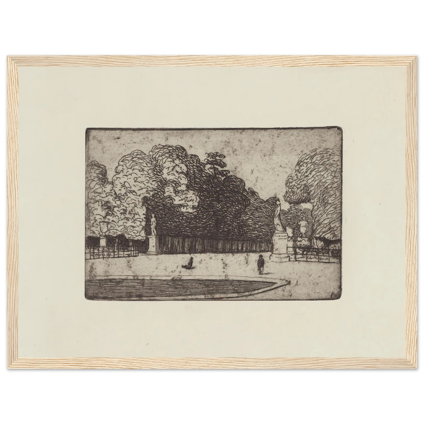 Grande allée du Luxembourg (1893) Art Print | Felix Vallotton - Framed Poster - 30x40 cm / 12x16″ - Black frame