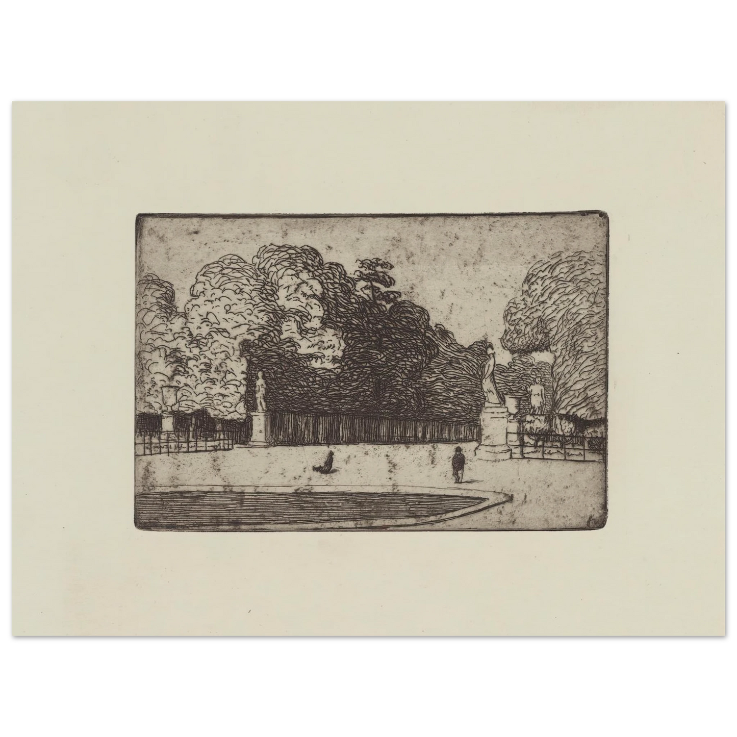 Grande allée du Luxembourg (1893) Art Print | Felix Vallotton - Framed Poster - 30x40 cm / 12x16″ - Black frame