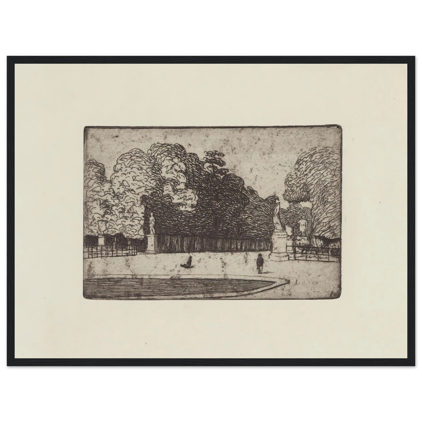 Grande allée du Luxembourg (1893) Art Print | Felix Vallotton - Framed Poster - 30x40 cm / 12x16″ - Black frame