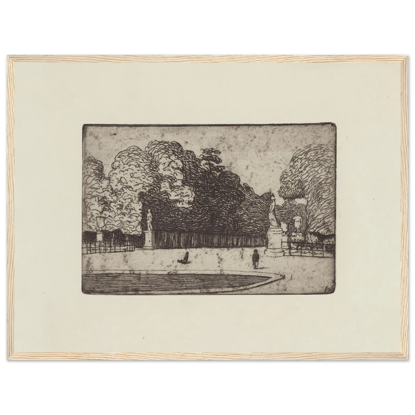 Grande allée du Luxembourg (1893) Art Print | Felix Vallotton - Framed Poster - 30x40 cm / 12x16″ - Black frame