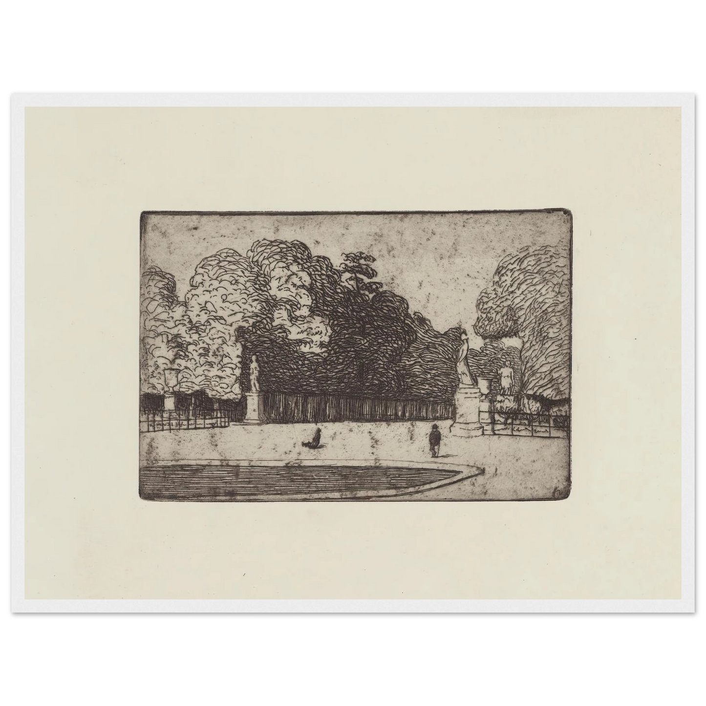 Grande allée du Luxembourg (1893) Art Print | Felix Vallotton - Framed Poster - 30x40 cm / 12x16″ - Black frame