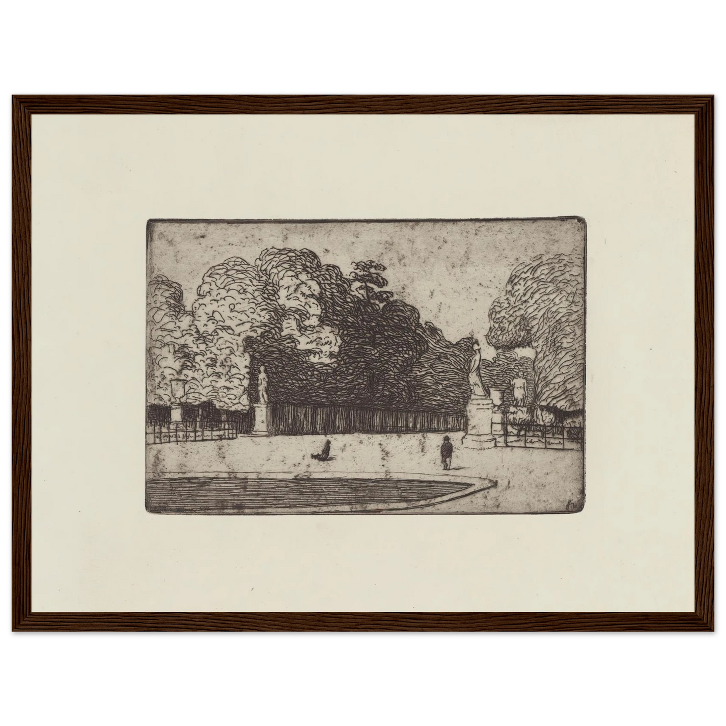 Grande allée du Luxembourg (1893) Art Print | Felix Vallotton - Framed Poster - 30x40 cm / 12x16″ - Black frame