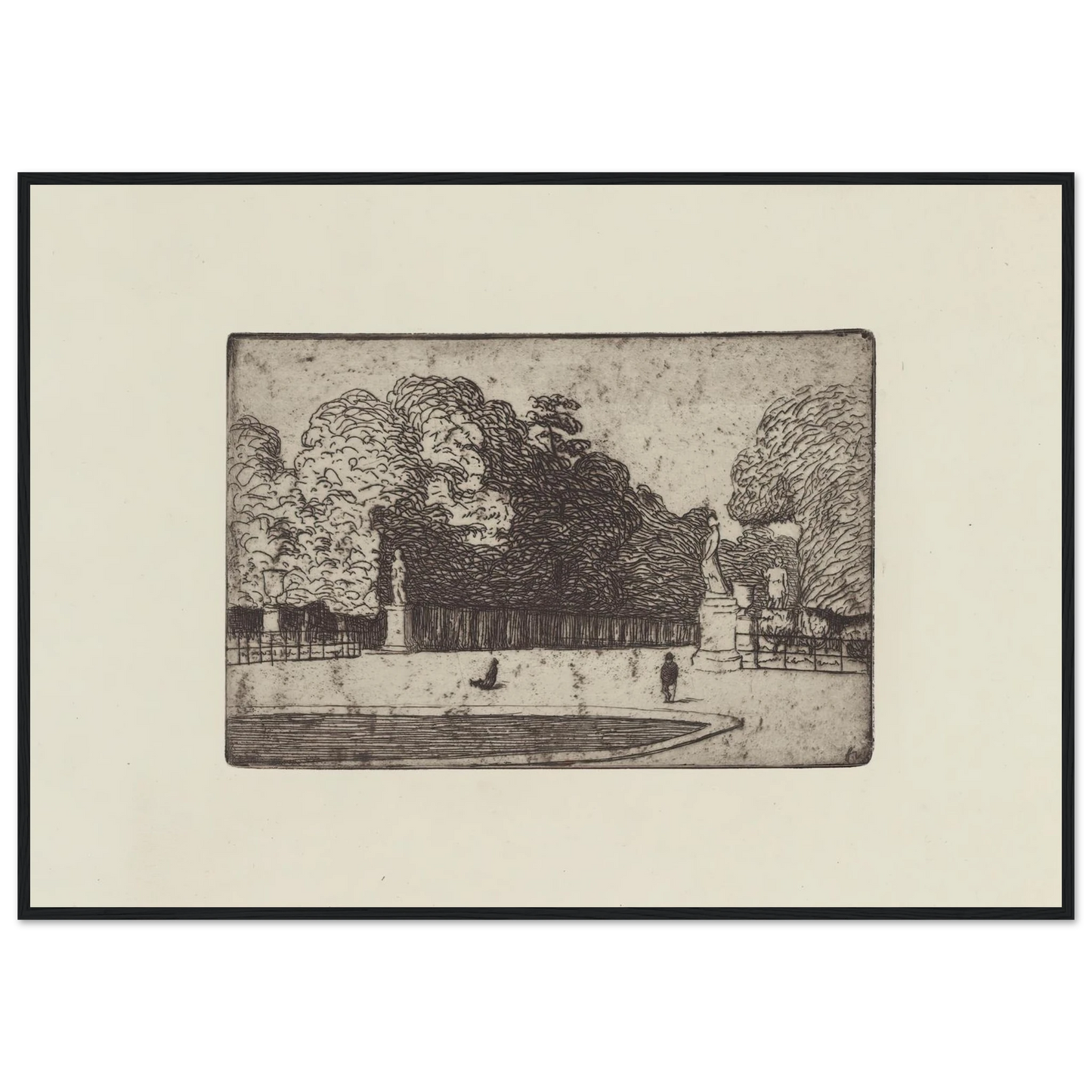 Grande allée du Luxembourg (1893) Art Print | Felix Vallotton - Framed Poster - 30x40 cm / 12x16″ - Black frame