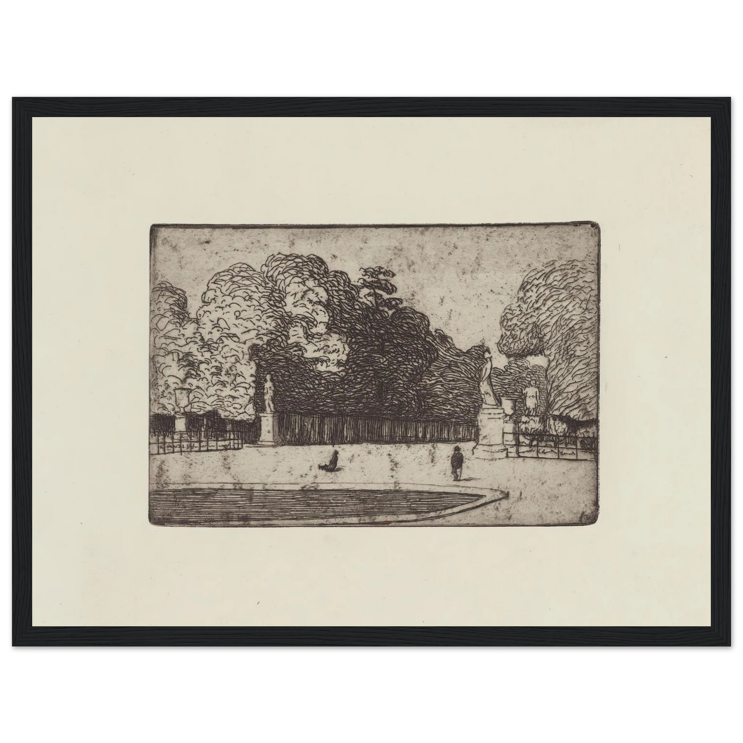Grande allée du Luxembourg (1893) Art Print | Felix Vallotton - Framed Poster - 30x40 cm / 12x16″ - Black frame