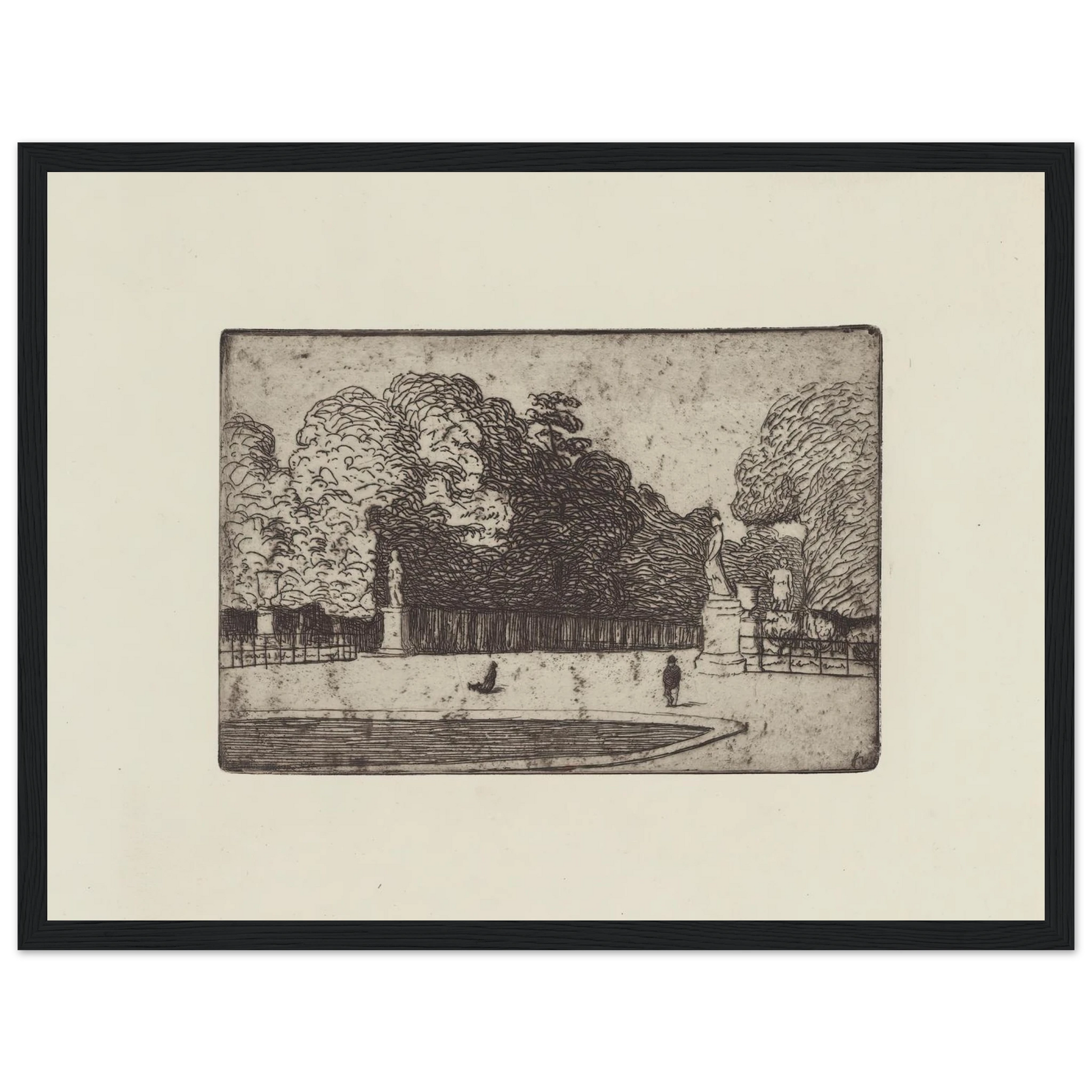 Grande allée du Luxembourg (1893) Art Print | Felix Vallotton - Framed Poster - 30x40 cm / 12x16″ - Black frame