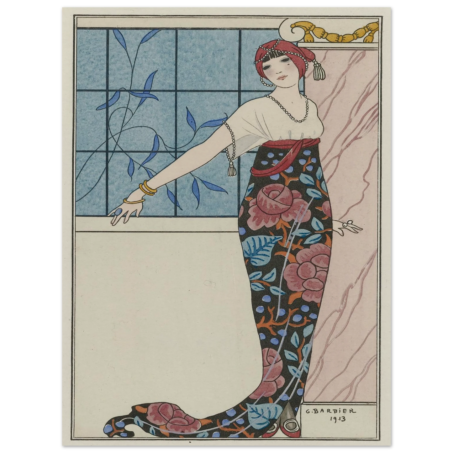 Grande robe du soir, (1913) Art Print | George Barbier - Framed Poster - 30x40 cm / 12x16″ - Black frame