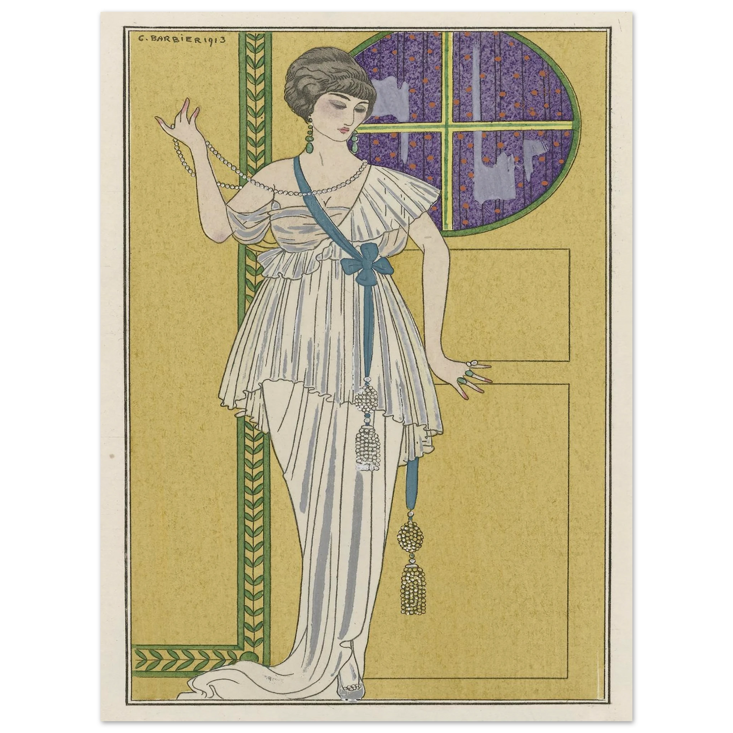 Grande robe du soir (1913) Art Print | George Barbier - Framed Poster - 30x40 cm / 12x16″ - Black frame