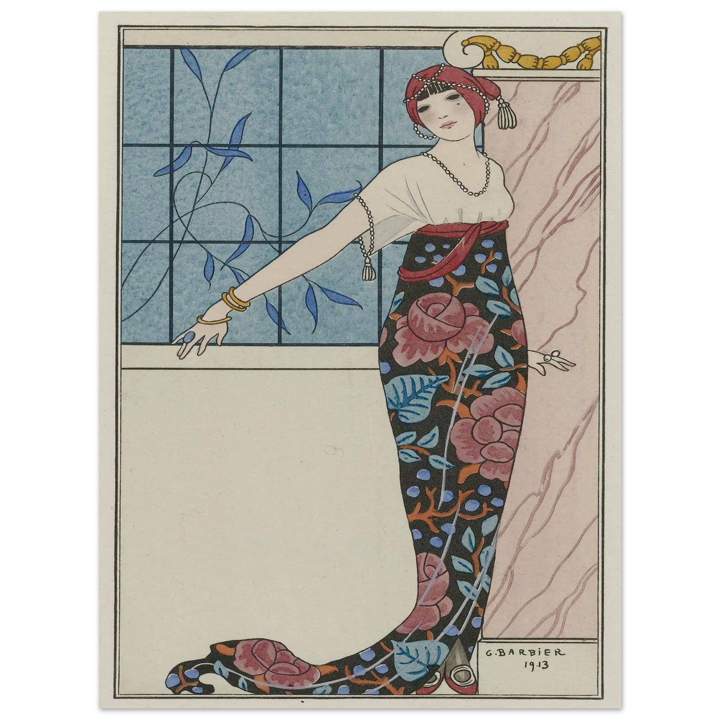 Grande robe du soir, (1913) Art Print | George Barbier - Framed Poster - 30x40 cm / 12x16″ - Black frame