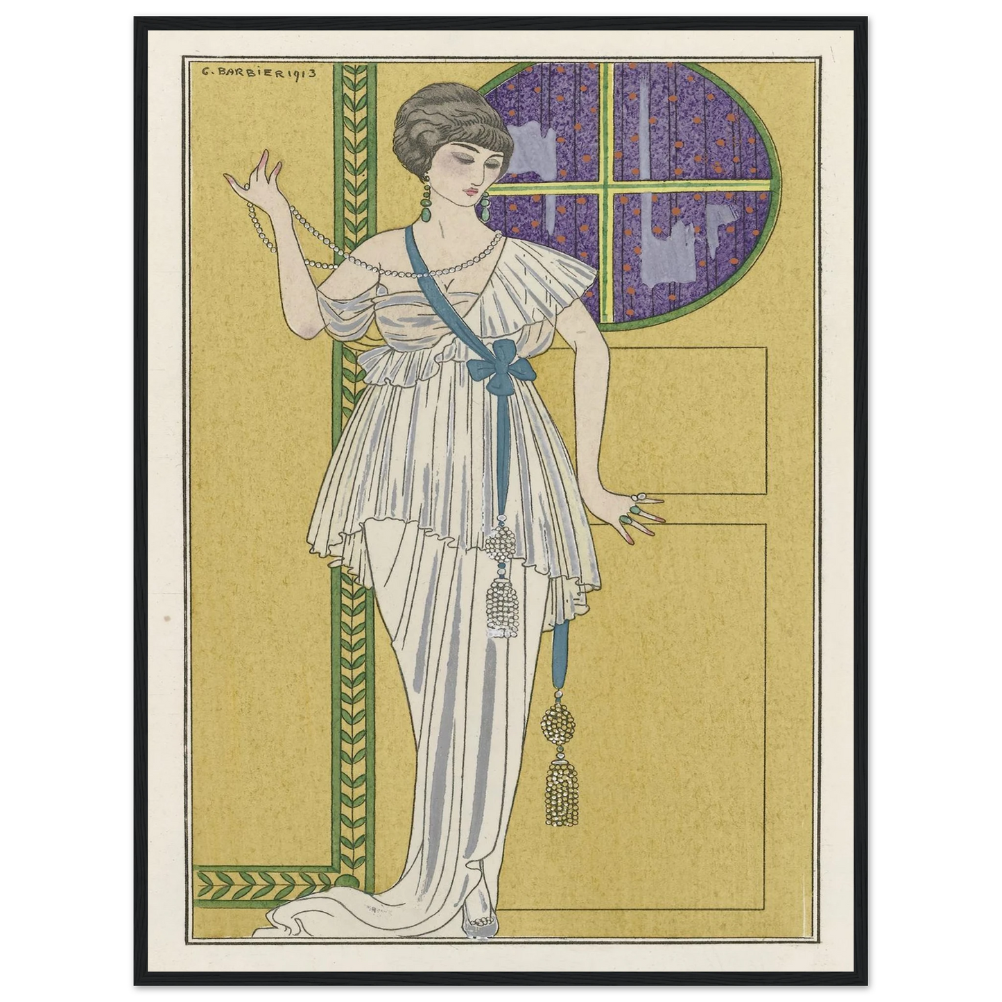 Grande robe du soir (1913) Art Print | George Barbier - Framed Poster - 30x40 cm / 12x16″ - Black frame