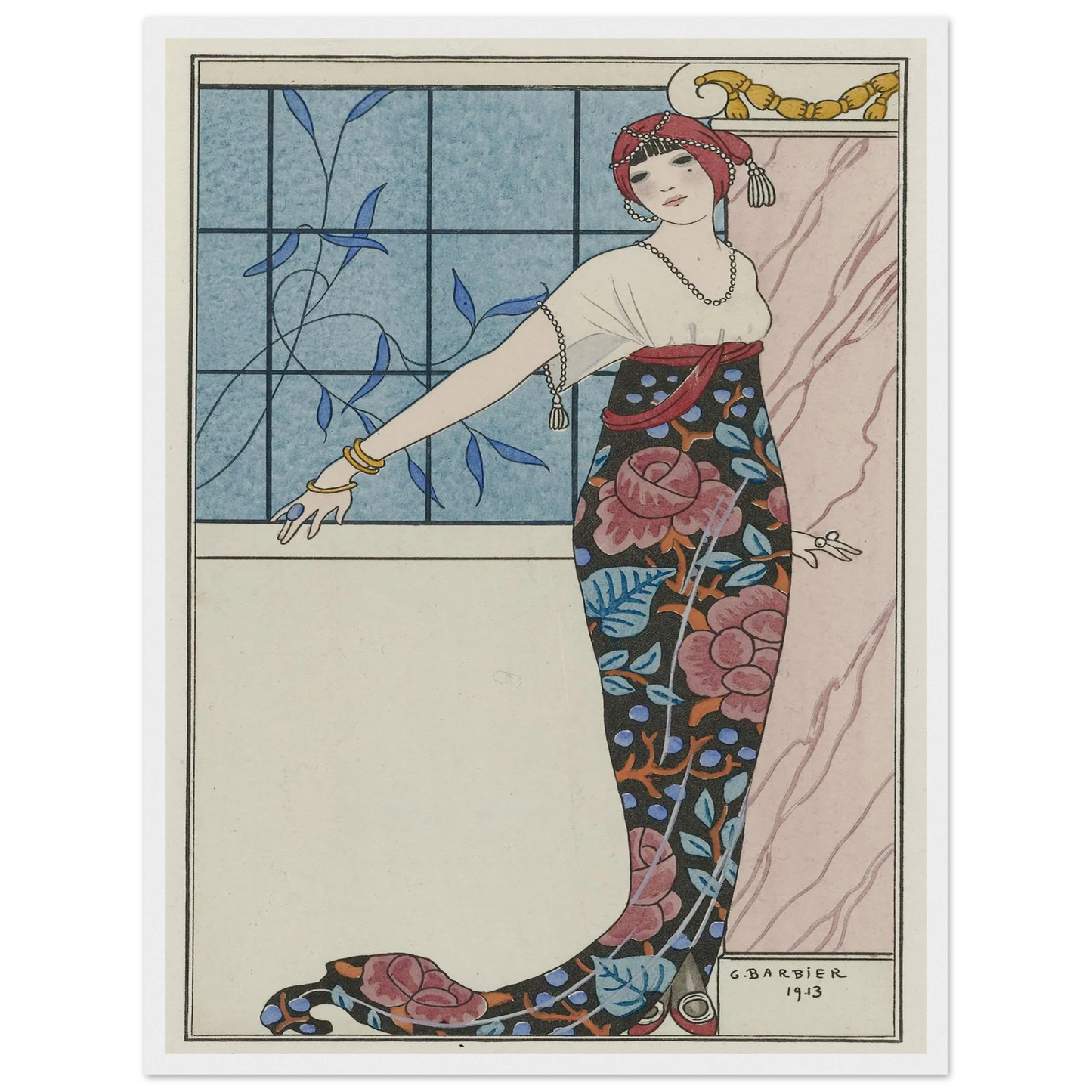 Grande robe du soir, (1913) Art Print | George Barbier - Framed Poster - 30x40 cm / 12x16″ - Black frame