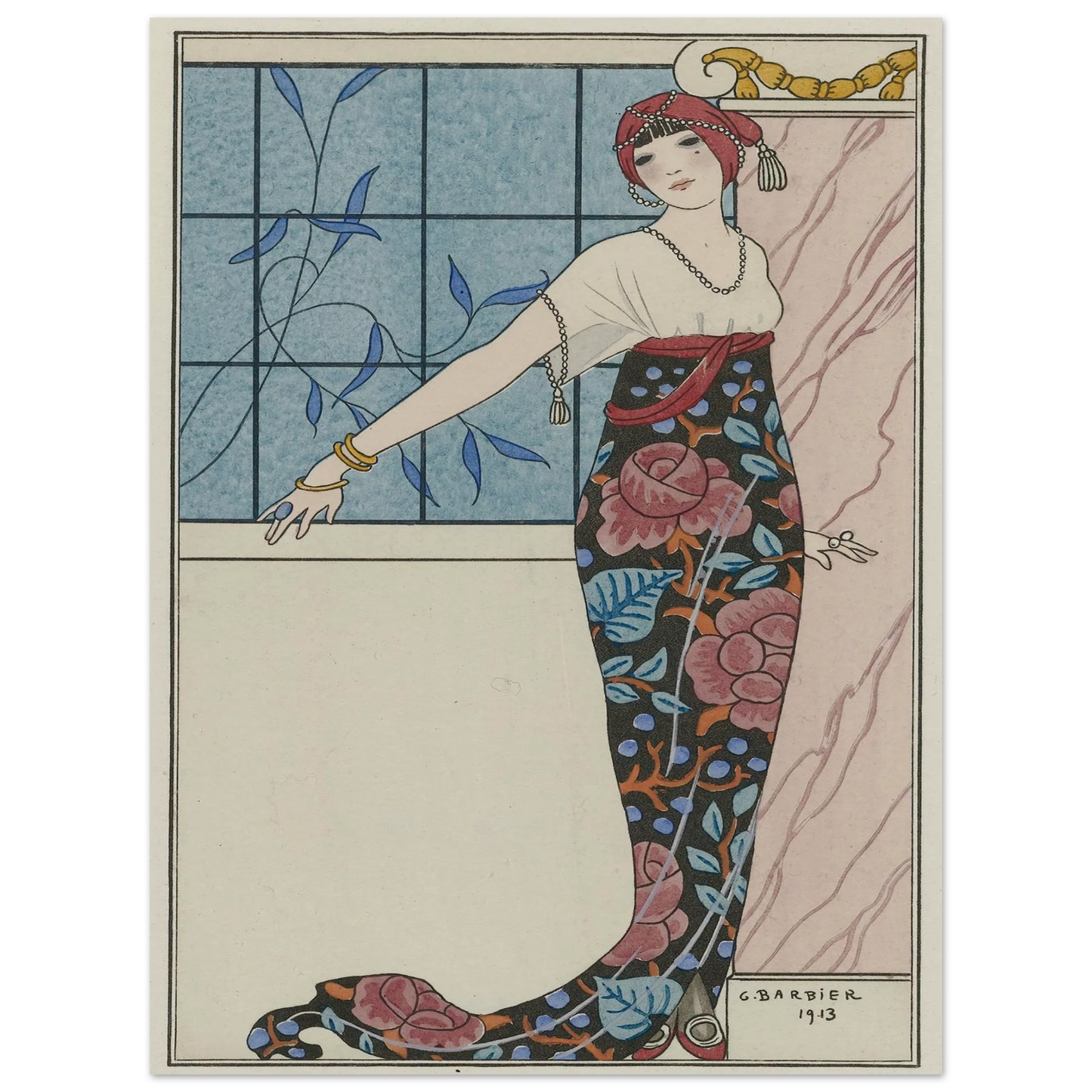 Grande robe du soir, (1913) Art Print | George Barbier - Framed Poster - 30x40 cm / 12x16″ - Black frame