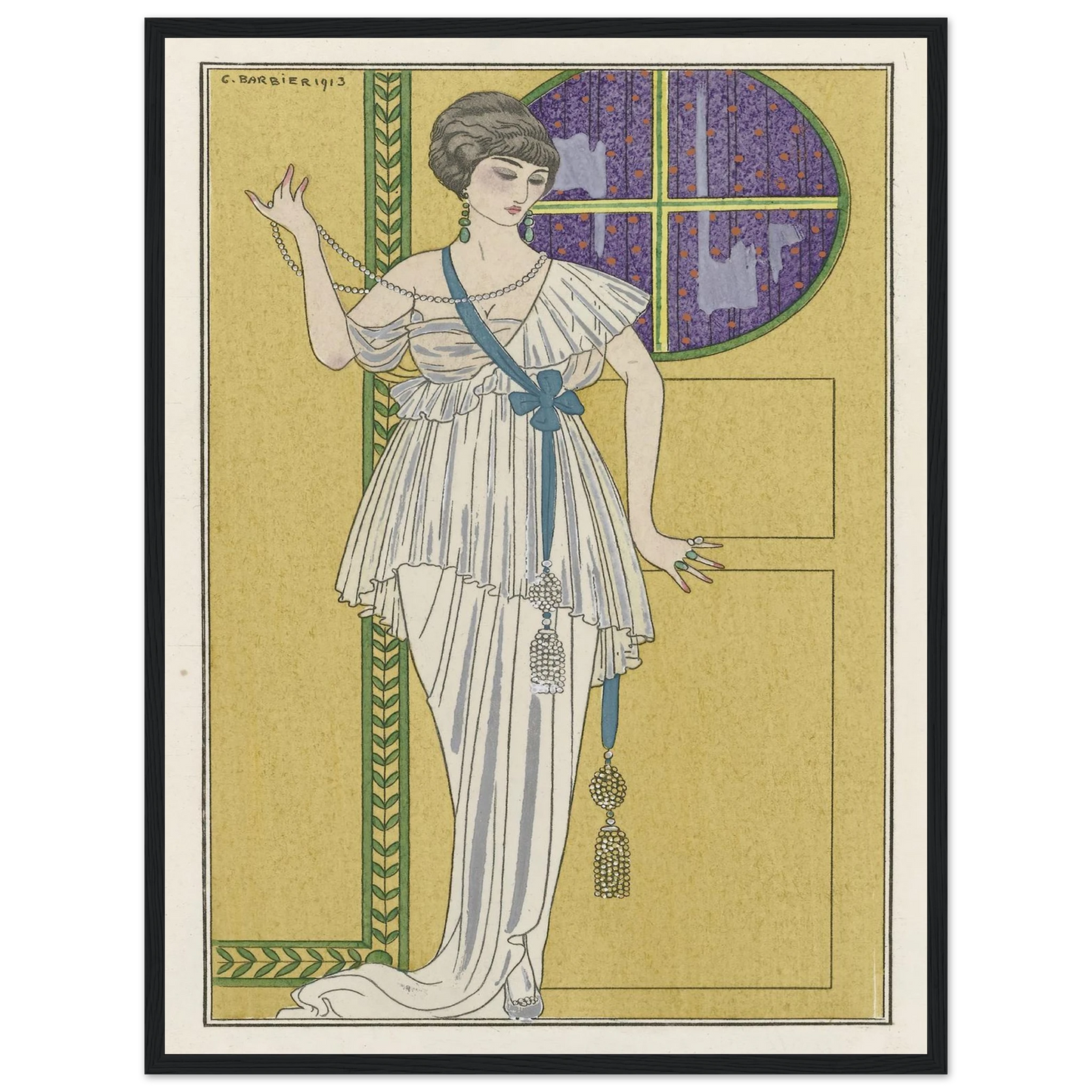 Grande robe du soir (1913) Art Print | George Barbier - Framed Poster - 30x40 cm / 12x16″ - Black frame