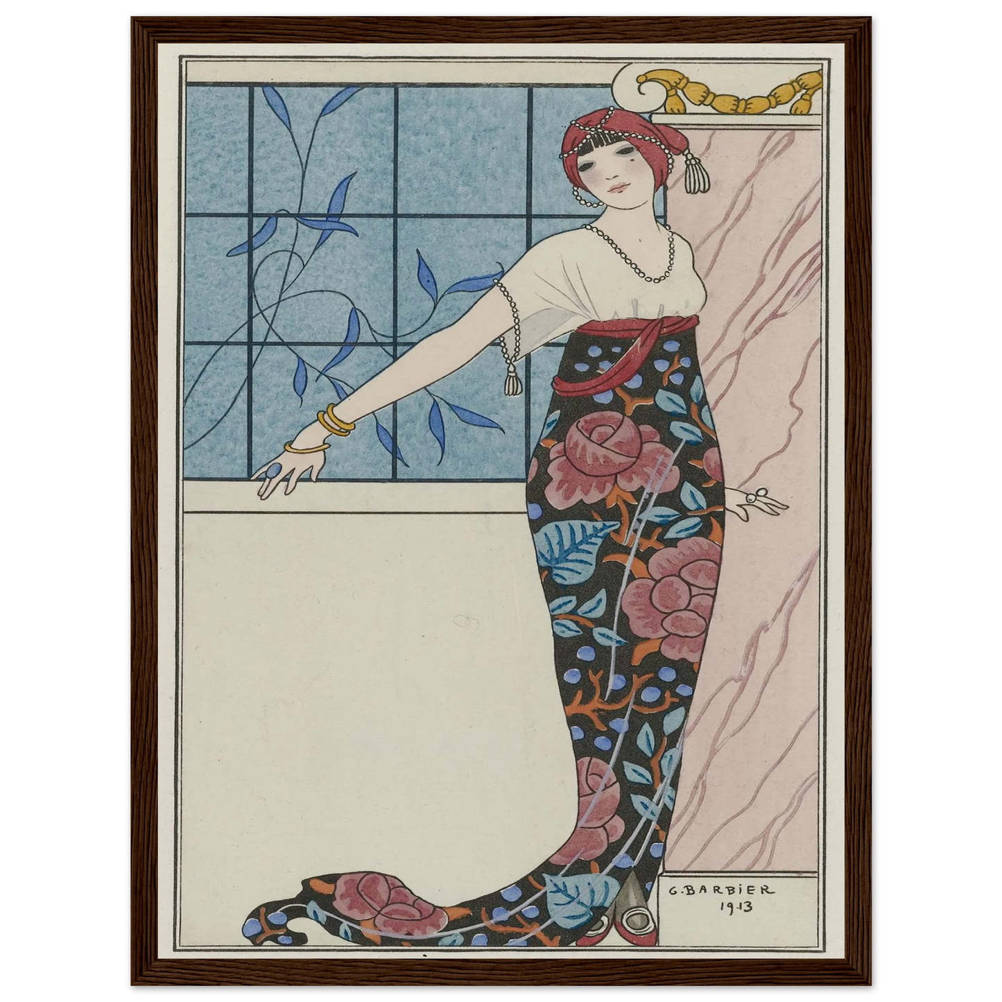 Grande robe du soir, (1913) Art Print | George Barbier - Framed Poster - 30x40 cm / 12x16″ - Black frame