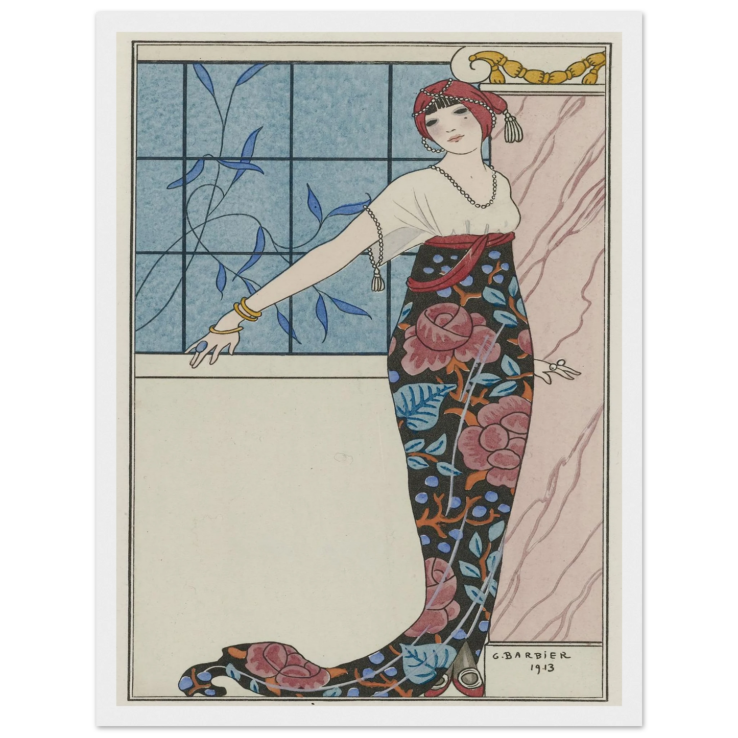 Grande robe du soir, (1913) Art Print | George Barbier - Framed Poster - 30x40 cm / 12x16″ - Black frame