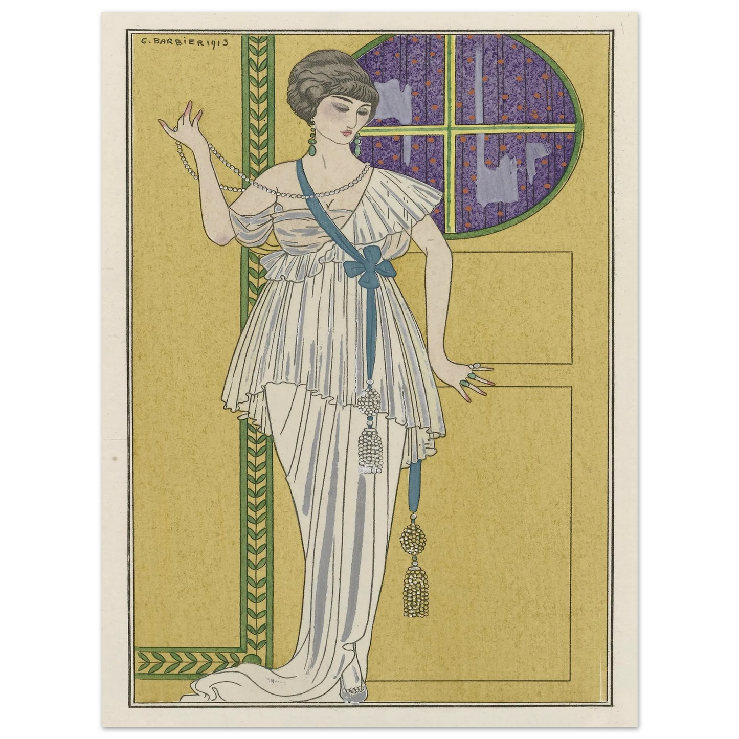 Grande robe du soir (1913) Art Print | George Barbier - Framed Poster - 30x40 cm / 12x16″ - Black frame
